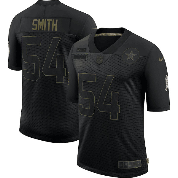 Men's Dallas Cowboys #54 Jaylon Smith Black NFL 2020 Salute To Service Limited Stitched Jersey